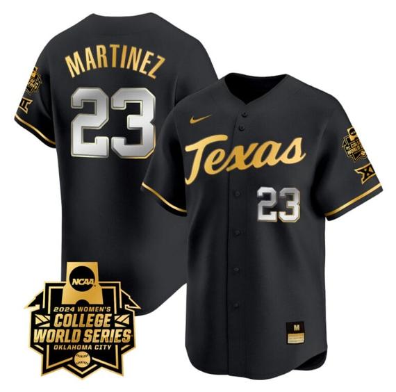 Men's Viviana Martinez Jersey #23 Texas AM Aggies 2024 College World Series Patch Vapor Premier Limited NCAA Baseball Stitched Black Gold
