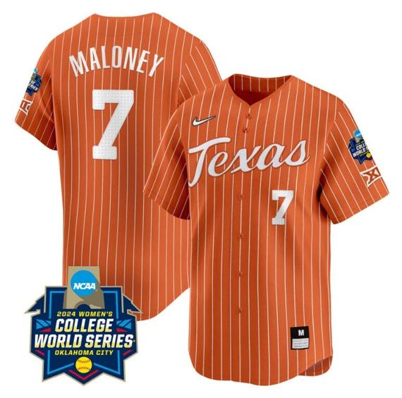 Men's Ashton Maloney Jersey #7 Texas AM Aggies 2024 College World Series Patch Vapor Premier Limited NCAA Baseball Stitched Pinstripe Orange