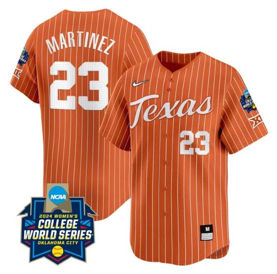 Men's Viviana Martinez Jersey #23 Texas AM Aggies 2024 College World Series Patch Vapor Premier Limited NCAA Baseball Stitched Pinstripe Orange