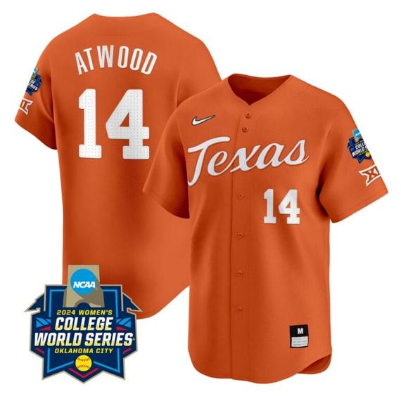 Men's Reese Atwood Jersey #14 Texas AM Aggies 2024 College World Series Patch Vapor Premier Limited NCAA Baseball Stitched Orange