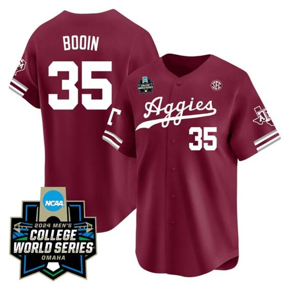 Men's Jason Bodin Jersey #35 Texas AM Aggies 2024 College World Series Vapor Premier Limited NCAA Baseball Stitched Aggie Maroon