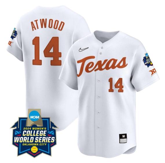Men's Reese Atwood Jersey #14 Texas AM Aggies 2024 College World Series Patch Vapor Premier Limited NCAA Baseball Stitched White