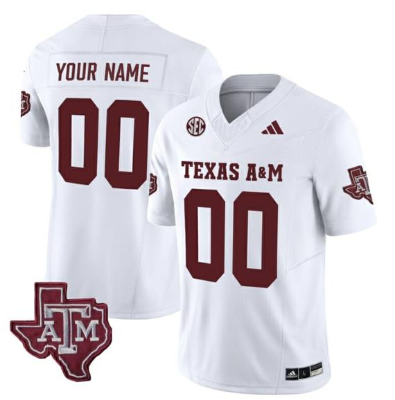 Men's Custom Texas A&M Aggies Jersey Name and Number Vapor Limited College Football Stitched White