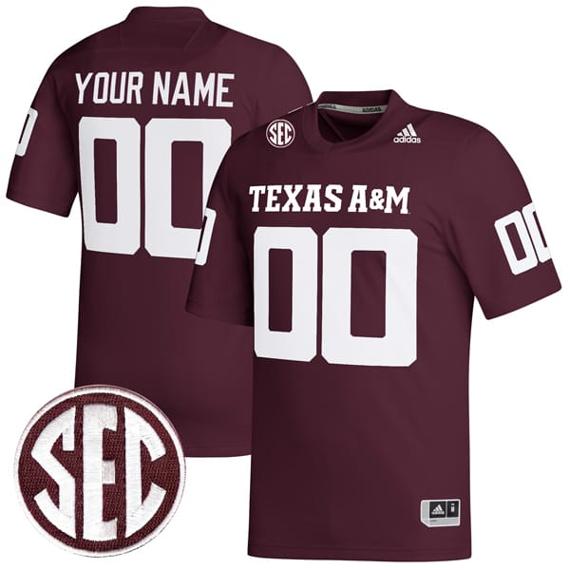 Men's Custom Texas A&M Aggies Jersey Name and Number College Football Maroon Premier All Stitched
