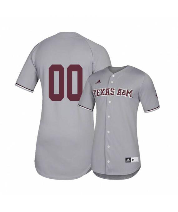 Men's Texas A and M Aggies Gray Custom Name Number Baseball Jersey