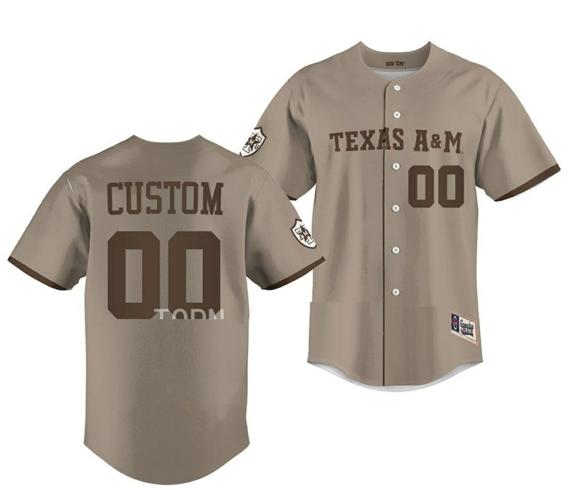 Men's Custom Texas A&M Aggies Baseball Jersey Name and Number NCAA College Khaki Alternate Corps of Cadets