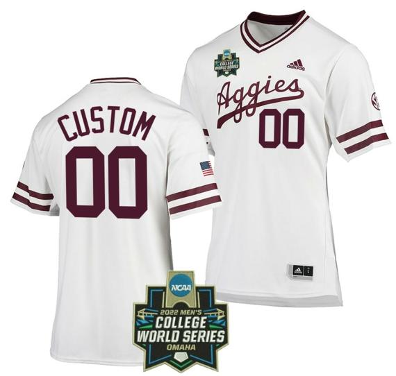 Men's Custom Texas A&M Aggies Baseball Jersey Name and Number NCAA College 2022 College World Series White SEC