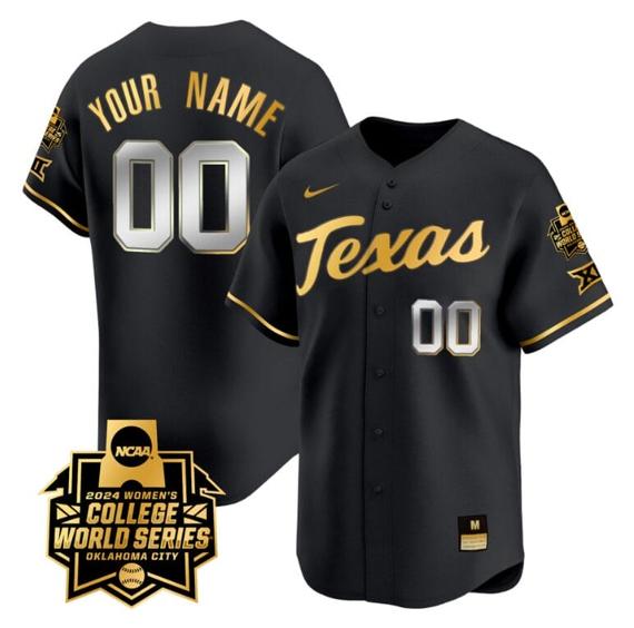 Men's Custom Texas AM Aggies Jersey 2024 College World Series Champions Vapor Premier Limited NCAA Baseball Stitched Black Gold