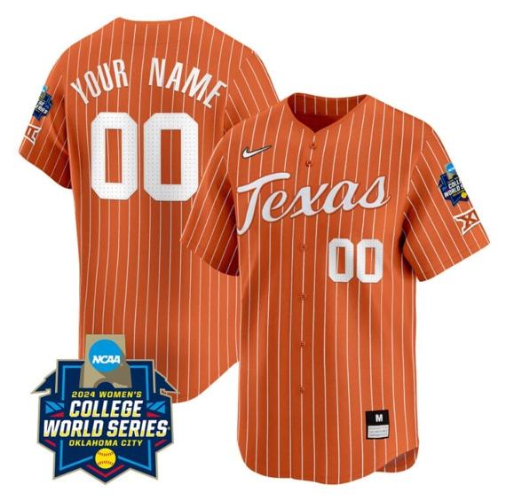 Men's Custom Texas AM Aggies Jersey 2024 College World Series Champions Vapor Premier Limited NCAA Baseball Stitched Pinstripe Orange