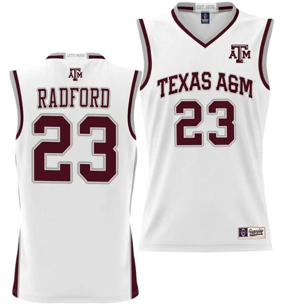 Men's Tyrece Radford Jersey #23 Texas A&M Aggies NIL College Basketball Jersey Lightweight White