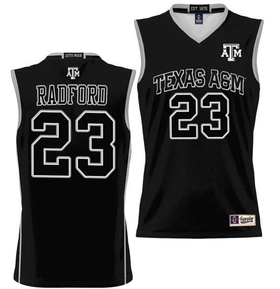 Men's Tyrece Radford Jersey #23 Texas A&M Aggies NIL College Basketball Jersey Lightweight Black