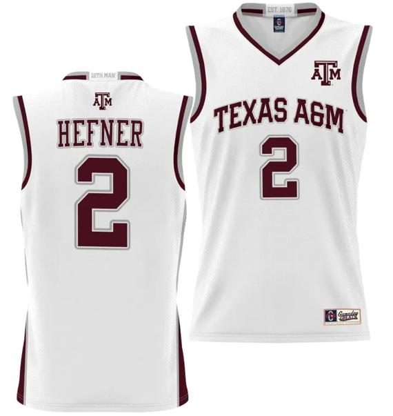 Men's Hayden Hefner Jersey #2 Texas A&M Aggies NIL College Basketball Jersey Lightweight White