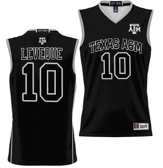 Men's Wildens Leveque Jersey #10 Texas A&M Aggies NIL College Basketball Jersey Lightweight Black