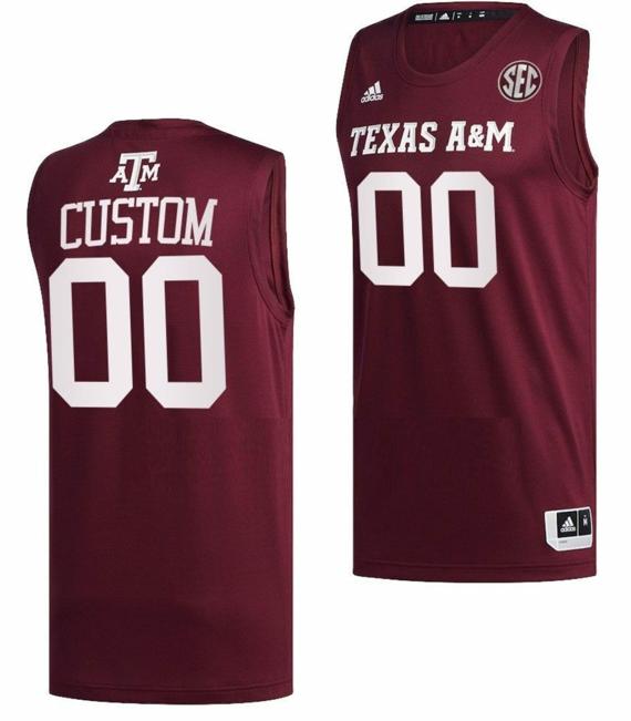 Men's Custom Texas AM Aggies Jersey Name and Number College Basketball Maroon