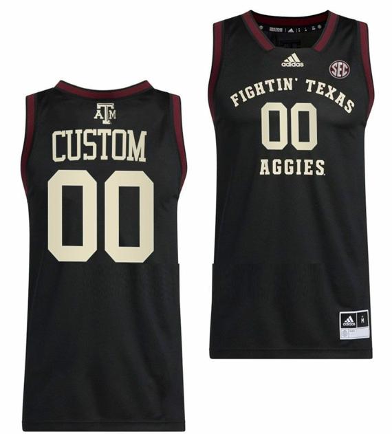 Men's Custom Texas AM Aggies Jersey Name and Number College Basketball Swingman Black