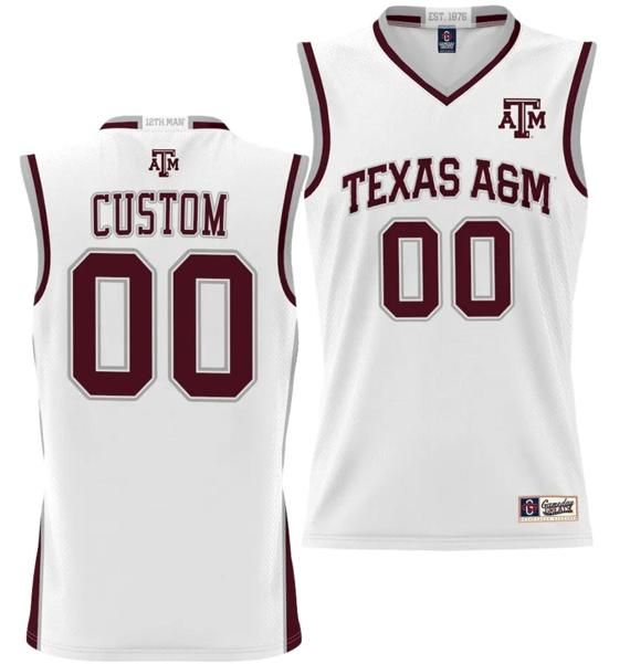 Men's Custom Texas A&M Aggies Jersey Name and Number NIL College Basketball Jersey Lightweight White