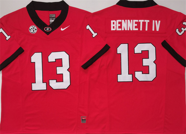 Men's Nike Georgia Bulldogs #13 Stetson Bennett IV Red 2024 Stitched Jersey