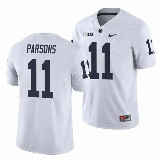 Men's Nike Penn State Nittany Lions Micah Parsons Jersey #11 College Football Game White With Name