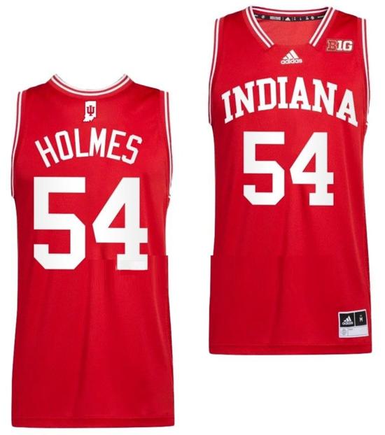 Men's Mackenzie Holmes Jersey #54 Indiana Hoosiers College Basketball Red 2022-23