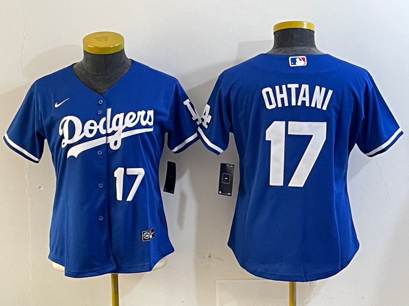 Women's Los Angeles Dodgers #17 Shohei Ohtani Blue Cool Base Stitched Baseball Jersey