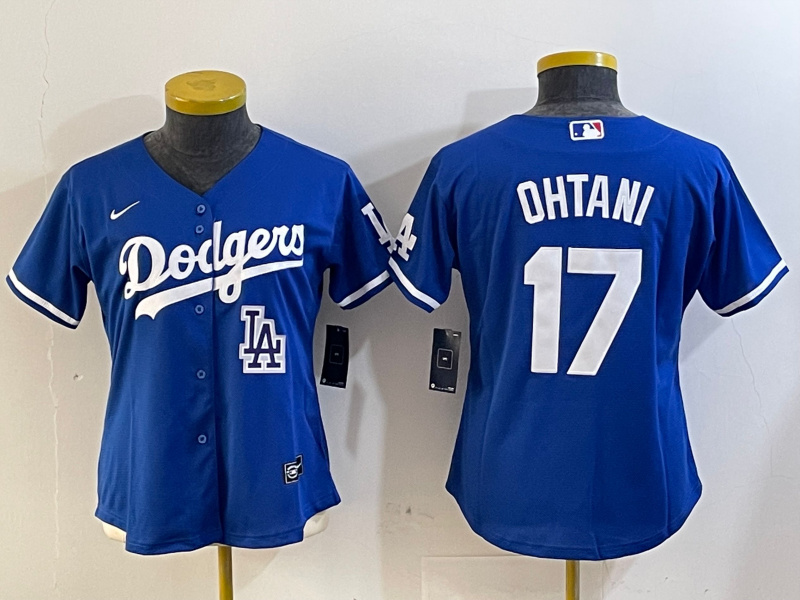 Women's Los Angeles Dodgers #17 Shohei Ohtani Blue Cool Base Stitched Baseball Jersey