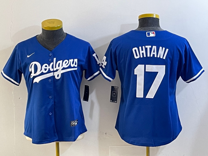 Women's Los Angeles Dodgers #17 Shohei Ohtani Blue Cool Base Stitched Baseball Jersey