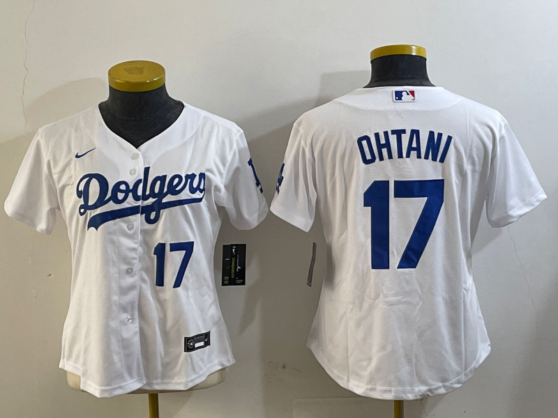 Women's Los Angeles Dodgers #17 Shohei Ohtani White Cool Base Stitched Baseball Jersey