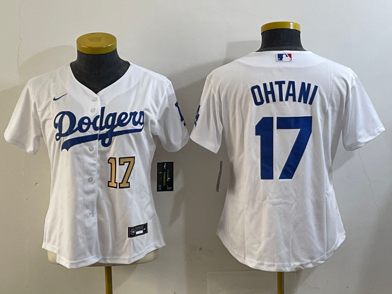 Women's Los Angeles Dodgers #17 Shohei Ohtani White Cool Base Stitched Baseball Jersey