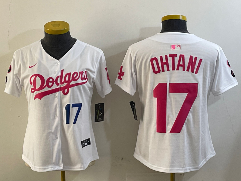 Women's Los Angeles Dodgers #17 Shohei Ohtani White Cool Base Stitched Baseball Jersey