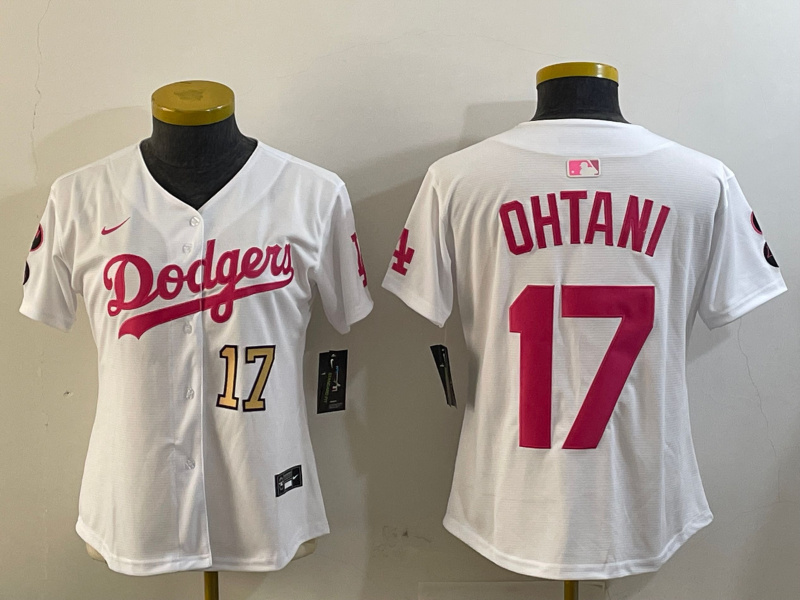 Women's Los Angeles Dodgers #17 Shohei Ohtani White Cool Base Stitched Baseball Jersey
