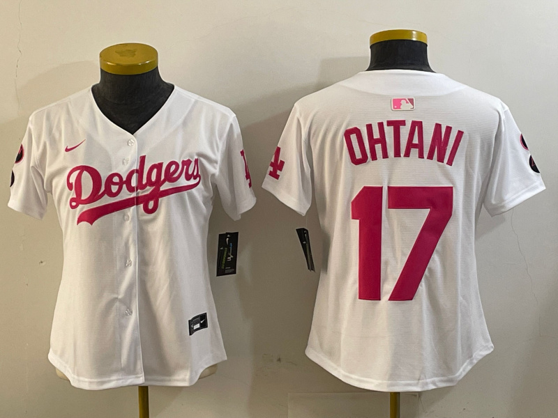 Women's Los Angeles Dodgers #17 Shohei Ohtani White Cool Base Stitched Baseball Jersey