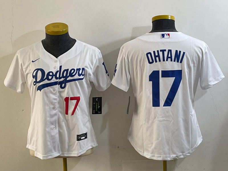 Women's Los Angeles Dodgers #17 Shohei Ohtani White Cool Base Stitched Baseball Jersey