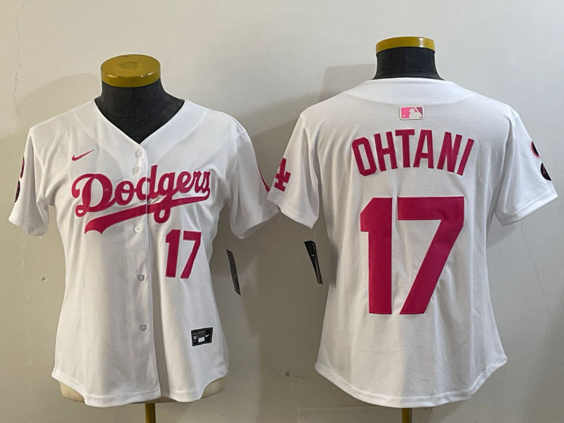 Women's Los Angeles Dodgers #17 Shohei Ohtani White Cool Base Stitched Baseball Jersey