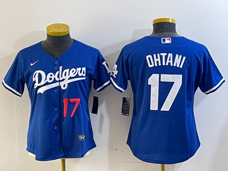 Women's Los Angeles Dodgers #17 Shohei Ohtani Blue Cool Base Stitched Baseball Jersey