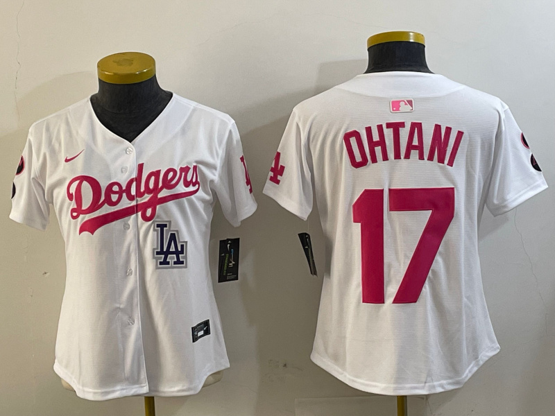 Women's Los Angeles Dodgers #17 Shohei Ohtani White Cool Base Stitched Baseball Jersey