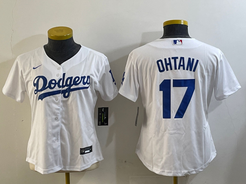 Women's Los Angeles Dodgers #17 Shohei Ohtani White Cool Base Stitched Baseball Jersey