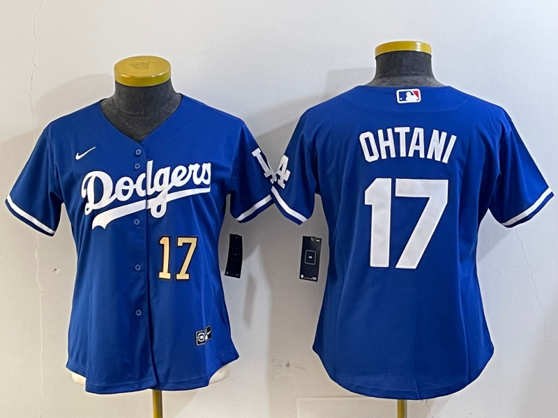 Women's Los Angeles Dodgers #17 Shohei Ohtani Blue Cool Base Stitched Baseball Jersey