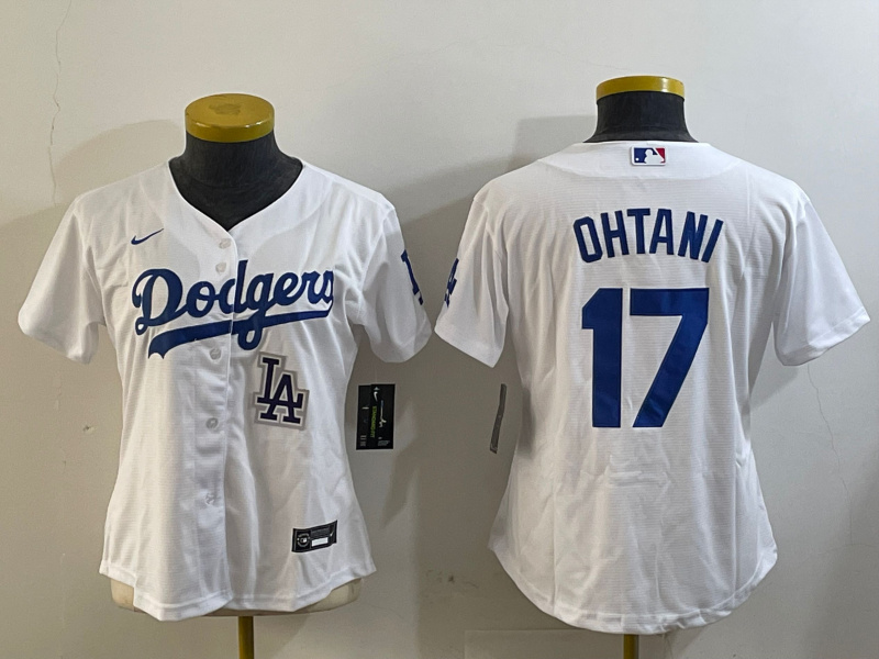 Women's Los Angeles Dodgers #17 Shohei Ohtani White Cool Base Stitched Baseball Jersey