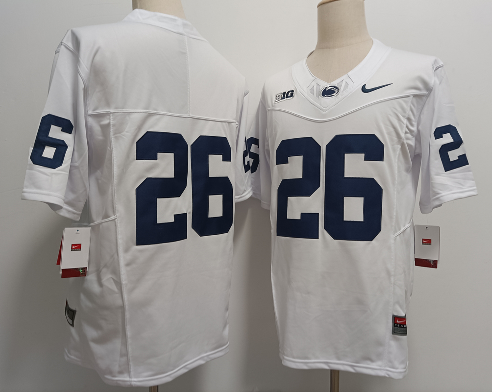 Men's Penn State Nittany Lions #26 Saquon Barkley No Name White 2024 F.U.S.E. Stitched College Football Jersey