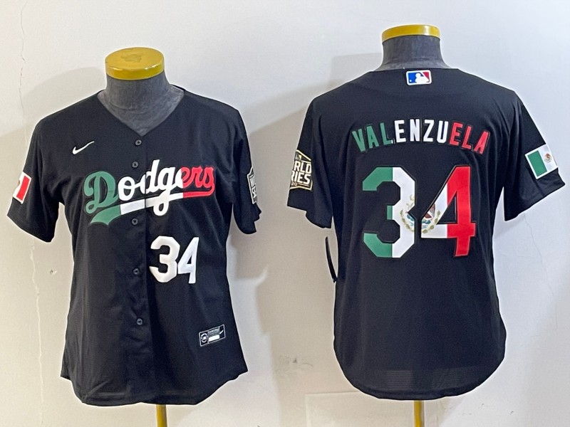 Women's Los Angeles Dodgers #34 Toro Valenzuela Black Mexico Cool Base Stitched Jerseys