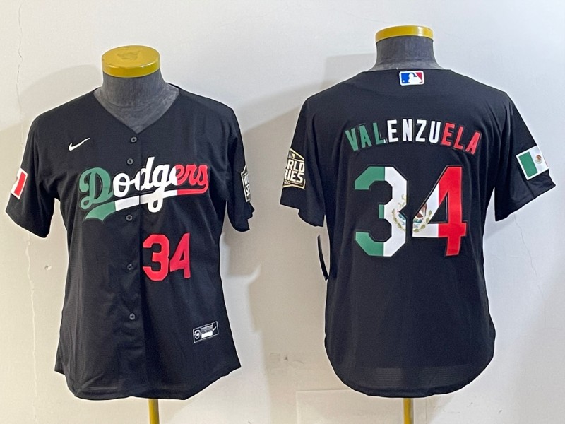 Women's Los Angeles Dodgers #34 Toro Valenzuela Black Mexico Cool Base Stitched Jersey