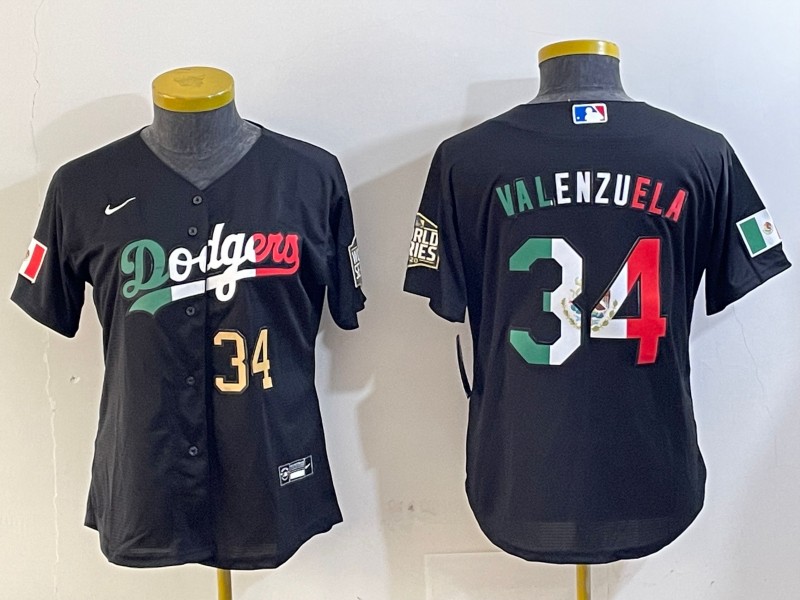 Women's Los Angeles Dodgers #34 Toro Valenzuela Black Mexico Cool Base Stitched MLB Jersey