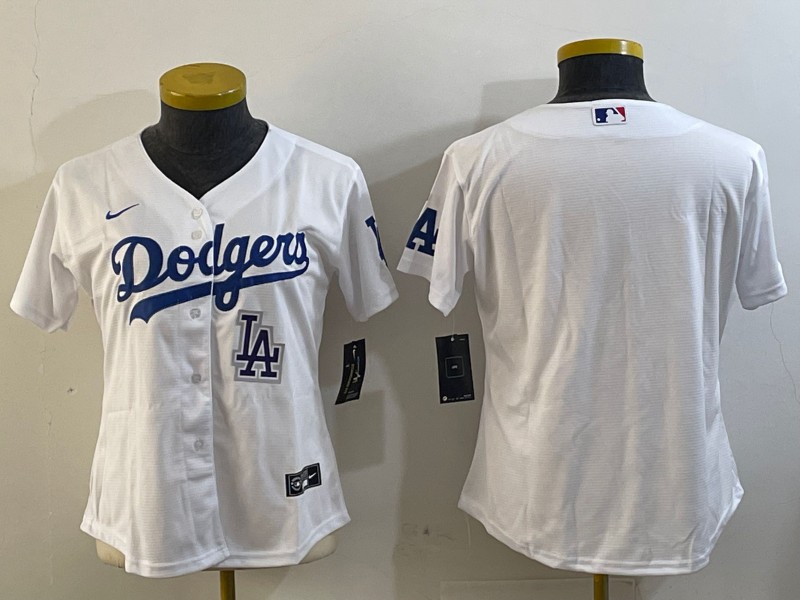 Women's Los Angeles Dodgers Blank LA White Cool Base Stitched Baseball Jerseys