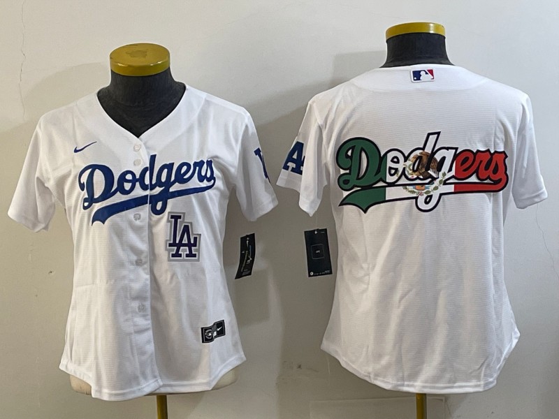 Women's Los Angeles Dodgers Blank LA White Cool Base Stitched Baseball Jersey