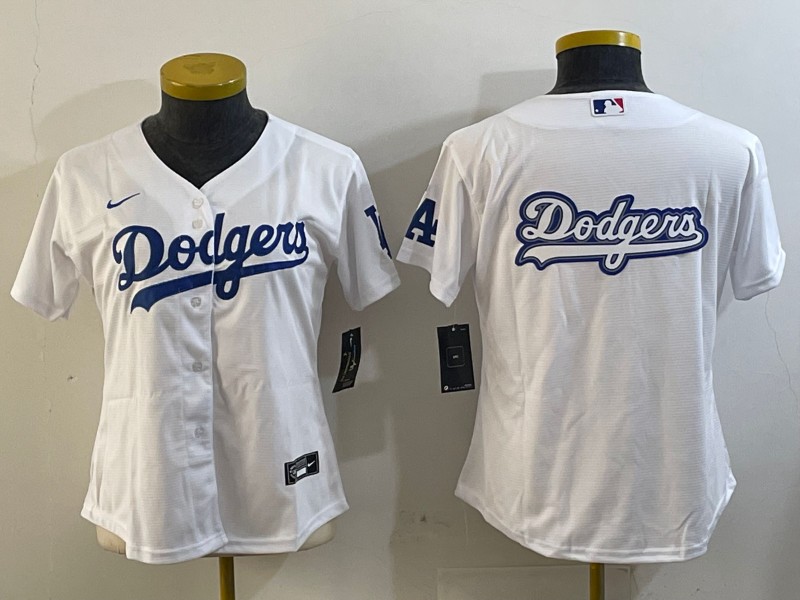 Women's Los Angeles Dodgers Blank White Cool Base Stitched Baseball Jersey