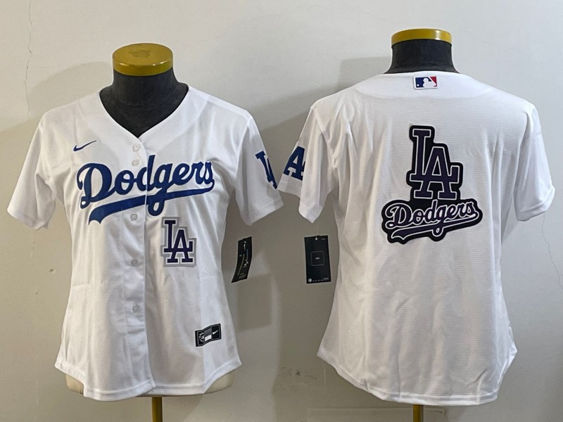 Women's Los Angeles Dodgers Blank LA White Cool Base Stitched MLB Baseball Jersey