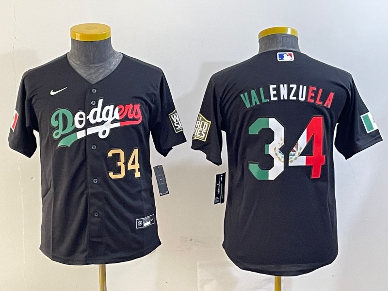 Youth Los Angeles Dodgers #34 Toro Valenzuela Black Mexico Cool Base MLB Stitched Baseball Jersey