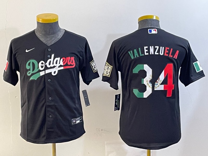 Youth Los Angeles Dodgers #34 Toro Valenzuela Black Mexico Cool Base Stitched Baseball Jersey