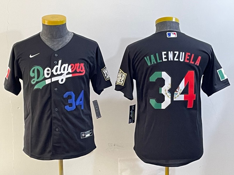 Youth Los Angeles Dodgers #34 Toro Valenzuela Black Mexico Cool Base Stitched Nike Baseball Jersey