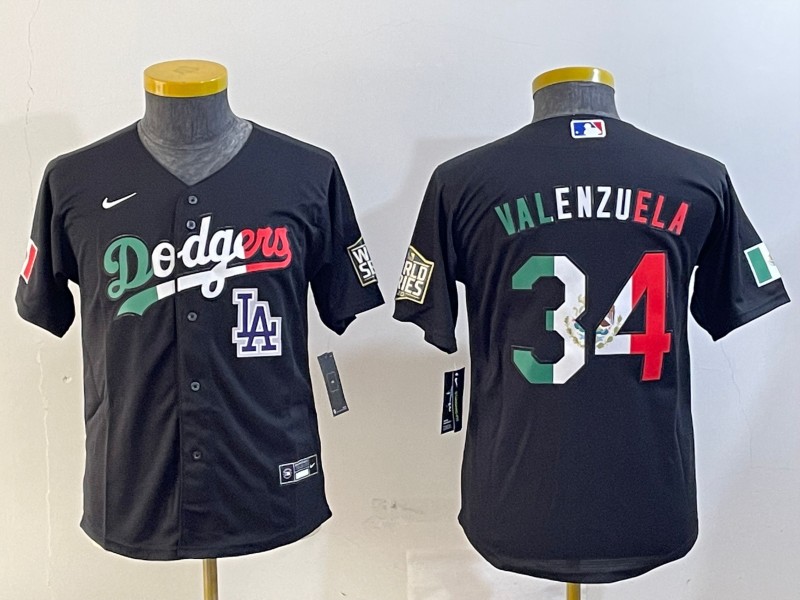 Youth Los Angeles Dodgers #34 Toro Valenzuela Black Mexico LA Cool Base Stitched Baseball Jersey